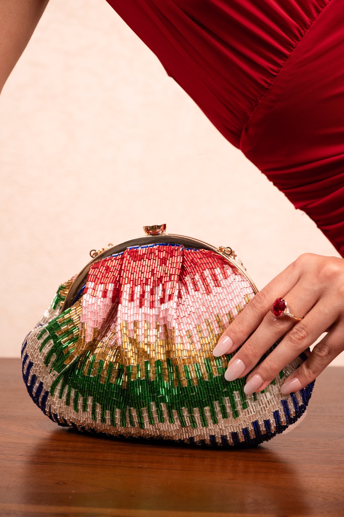 Aurora Luxe Multicolor Beaded Handbag