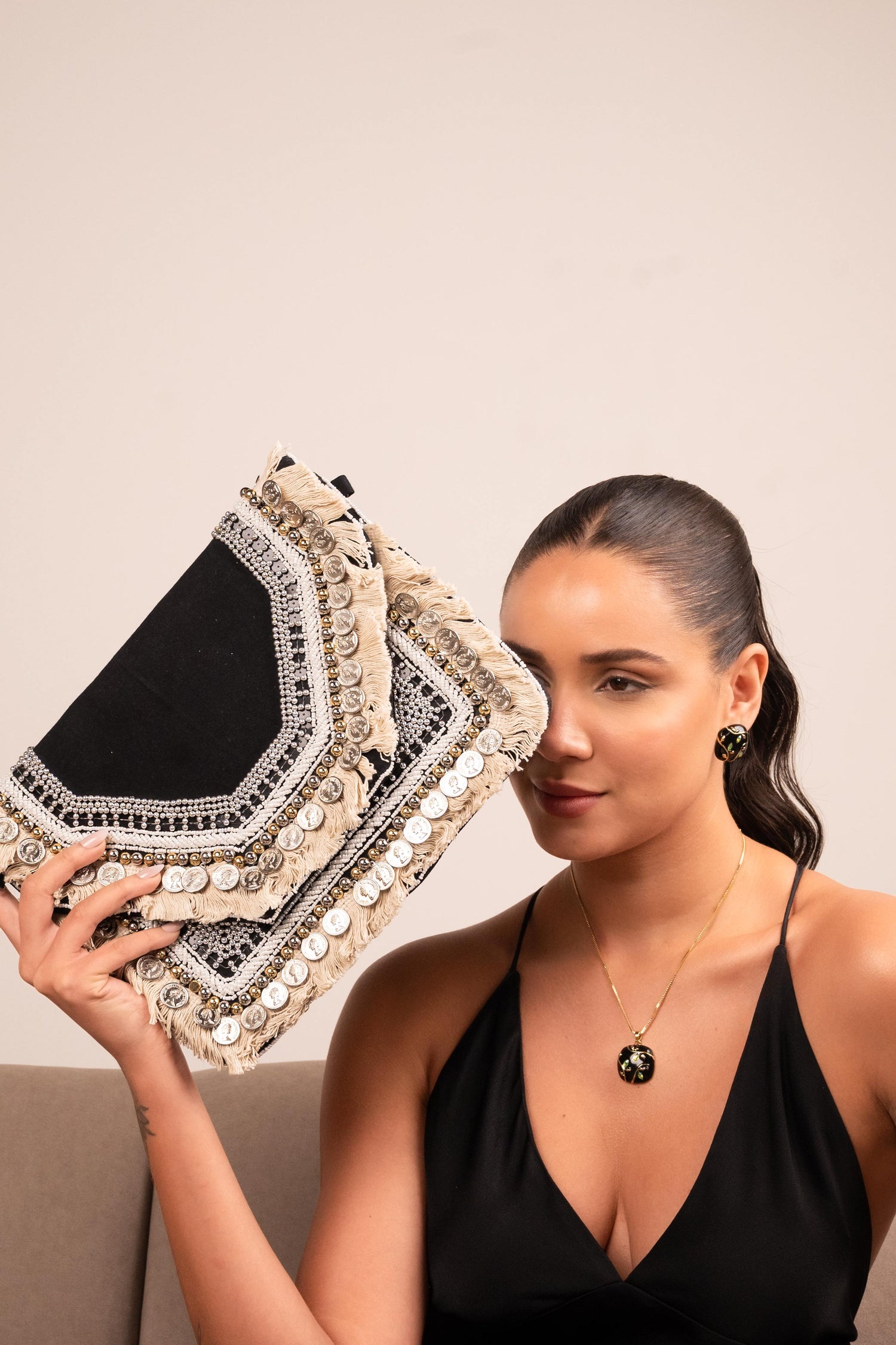 Black Pearl Couture Evening Clutch