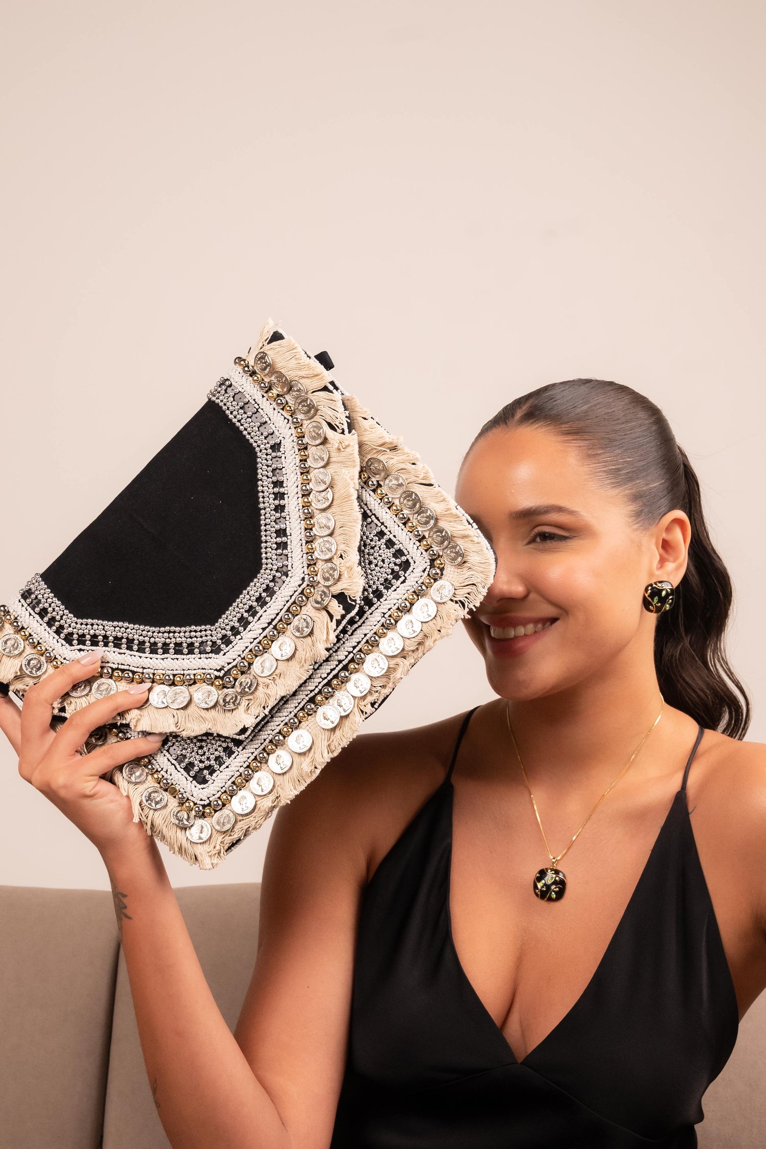Black Pearl Couture Evening Clutch