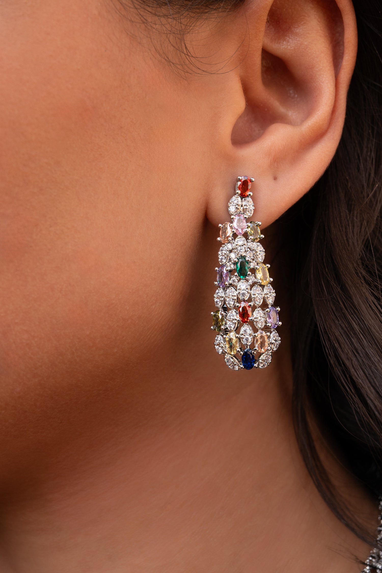 Celestial Multicolor Crystal Bridal Necklace Set
