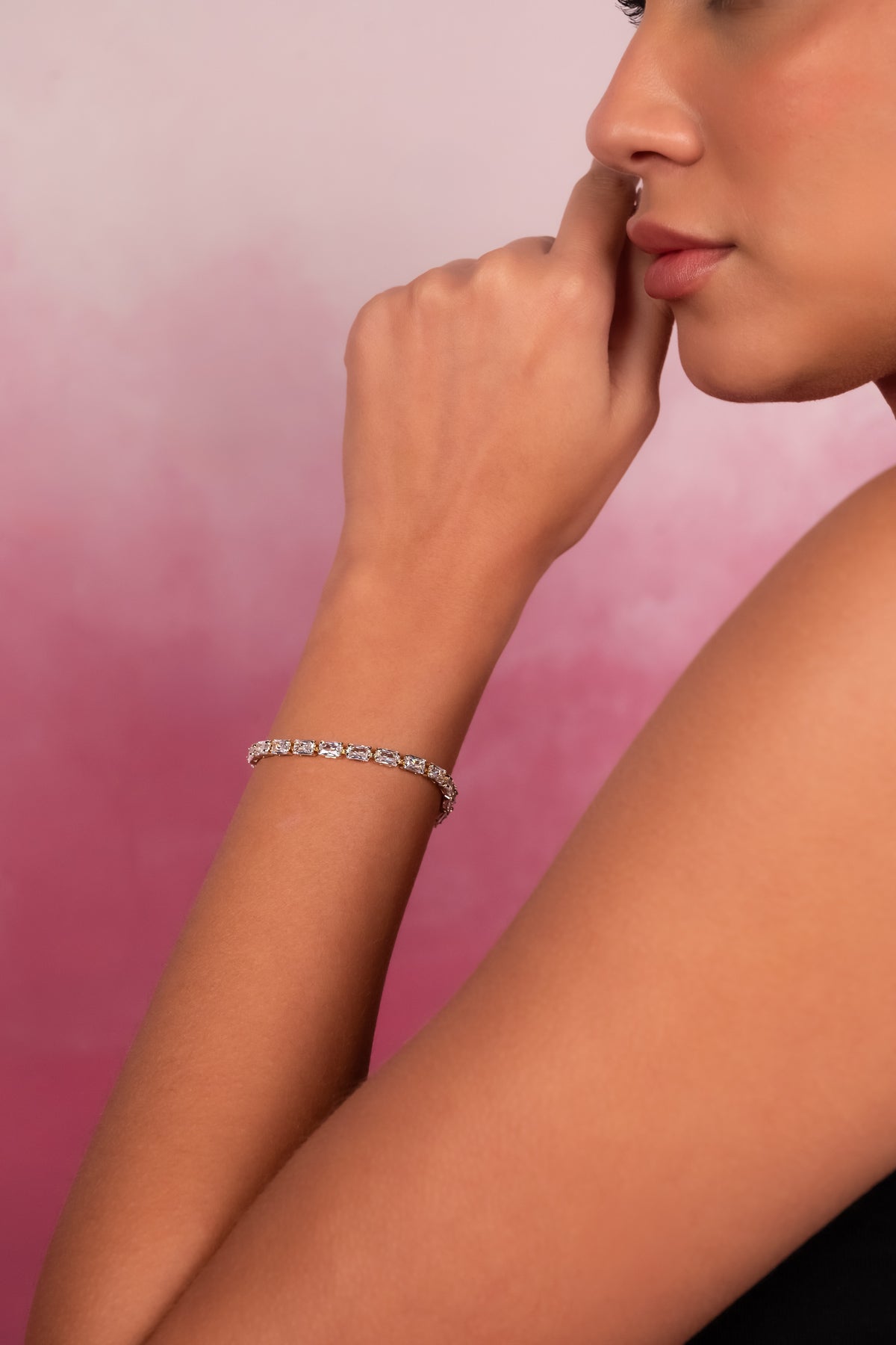 Classic Emerald-Cut Crystal Tennis Bracelet