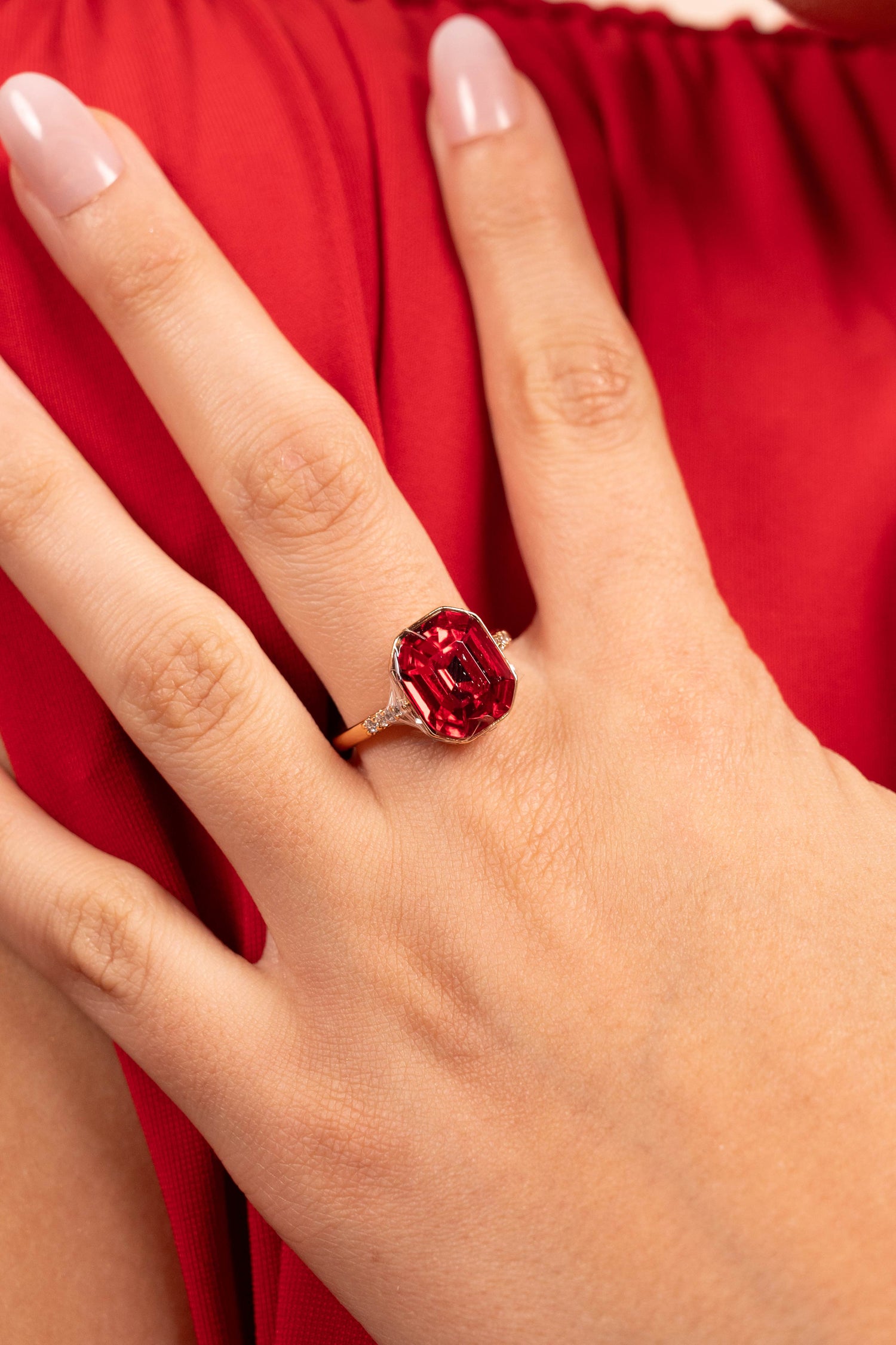 Crimson Radiance Statement Ring
