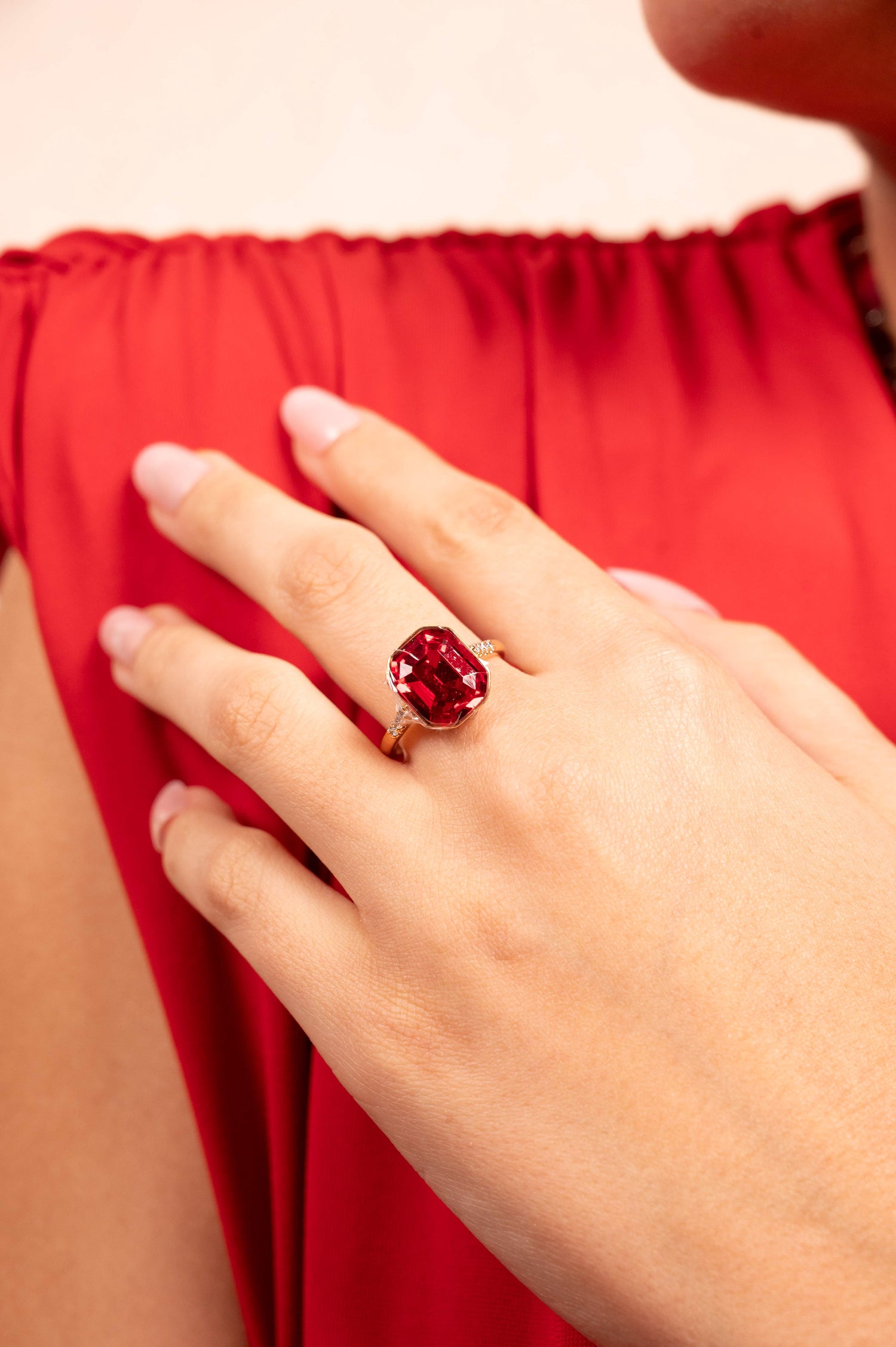 Crimson Radiance Statement Ring