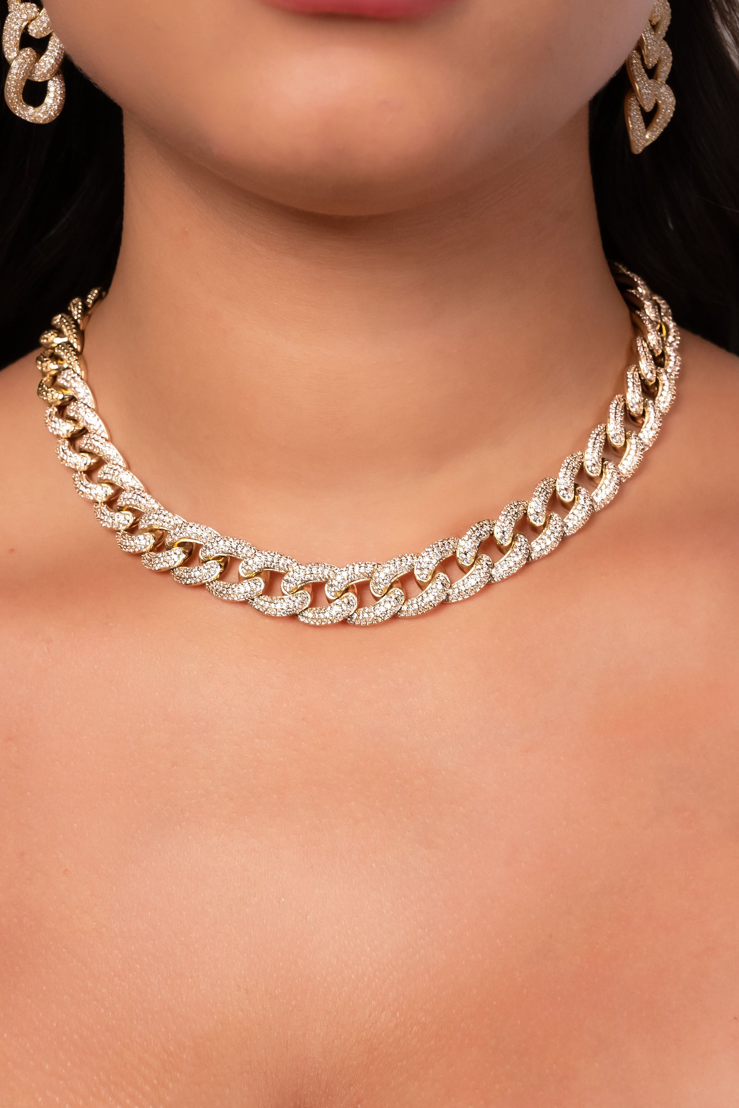 Diamond Glow Cuban Link Necklace Set
