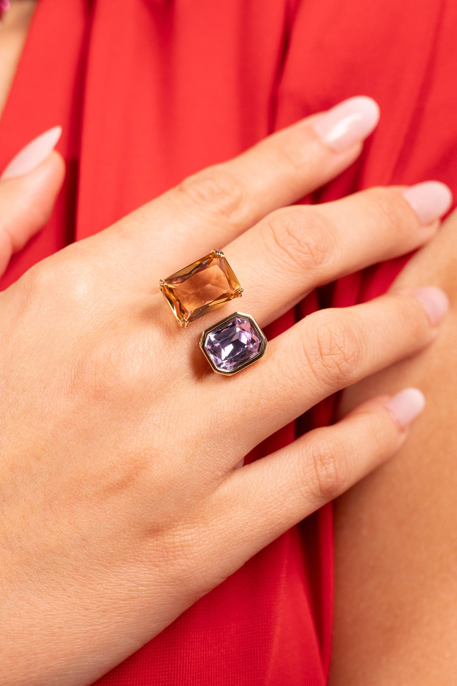 Dual Aura Gemstone Statement Ring