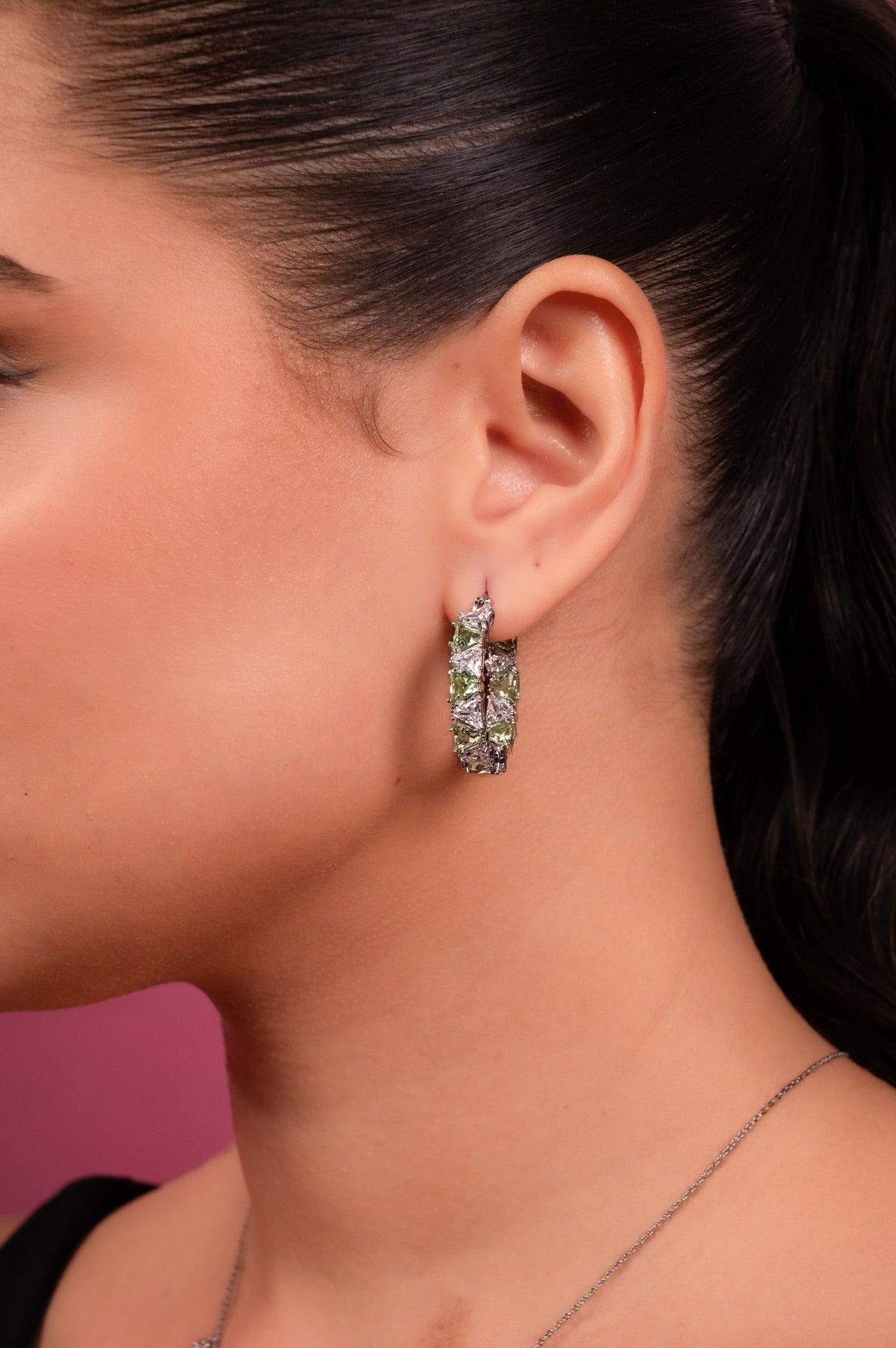 Emerald Glow Crystal Drop Earrings
