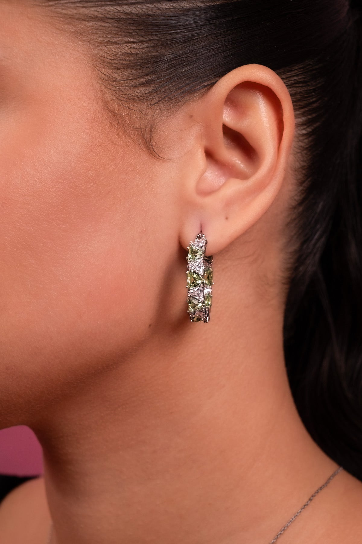 Emerald Glow Crystal Drop Earrings