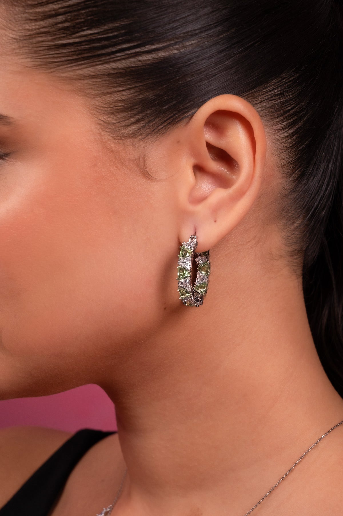 Emerald Glow Crystal Drop Earrings