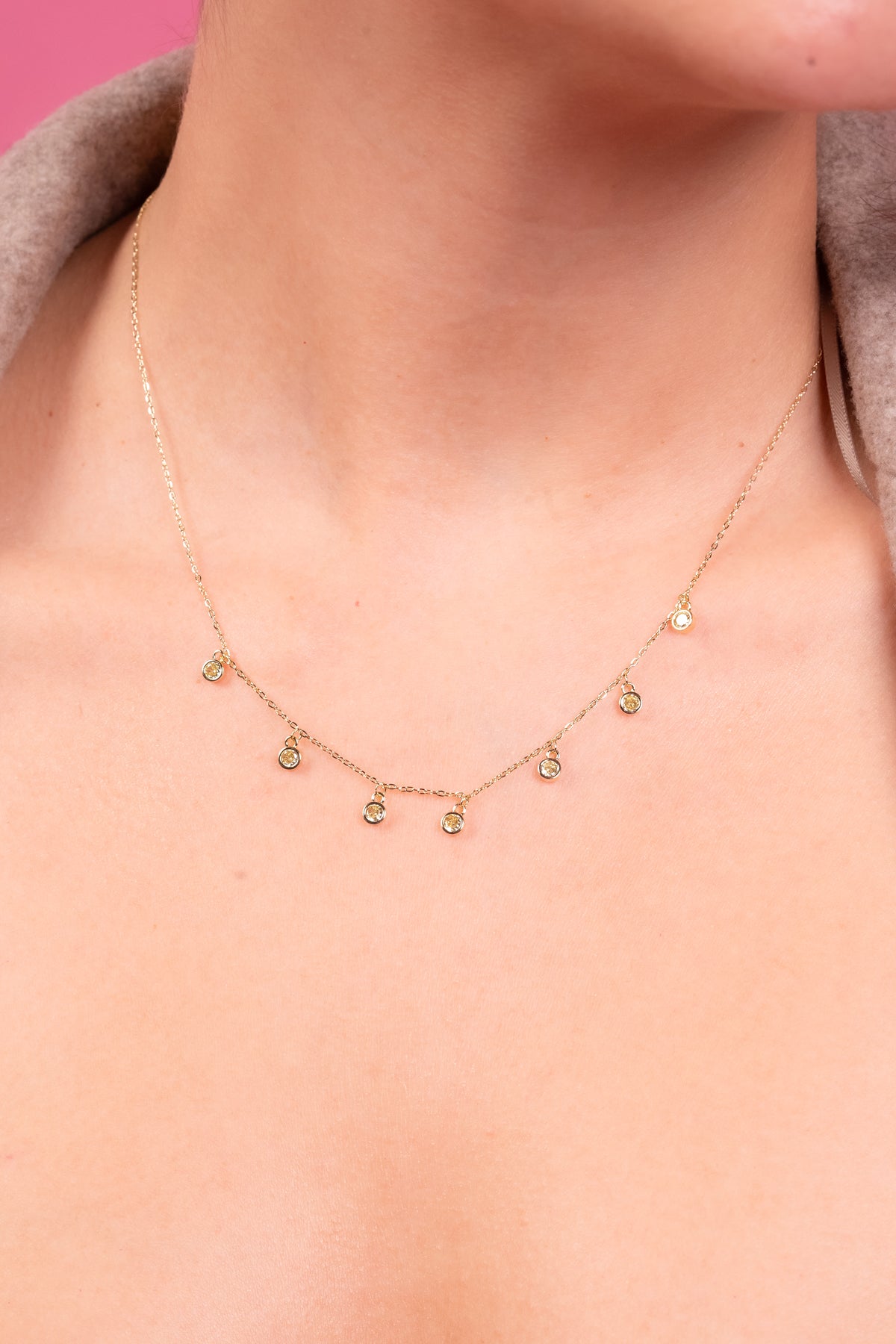 Golden Halo Drop Crystal Necklace