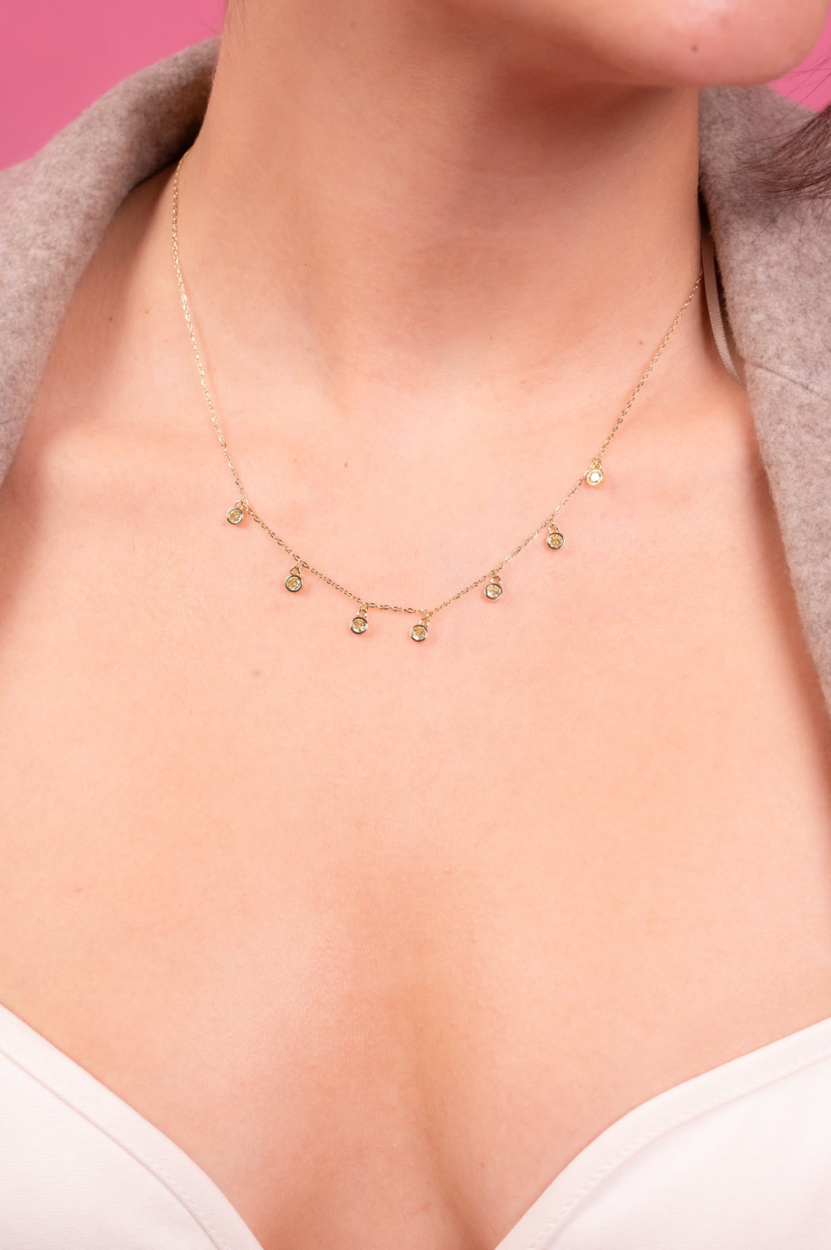 Golden Halo Drop Crystal Necklace