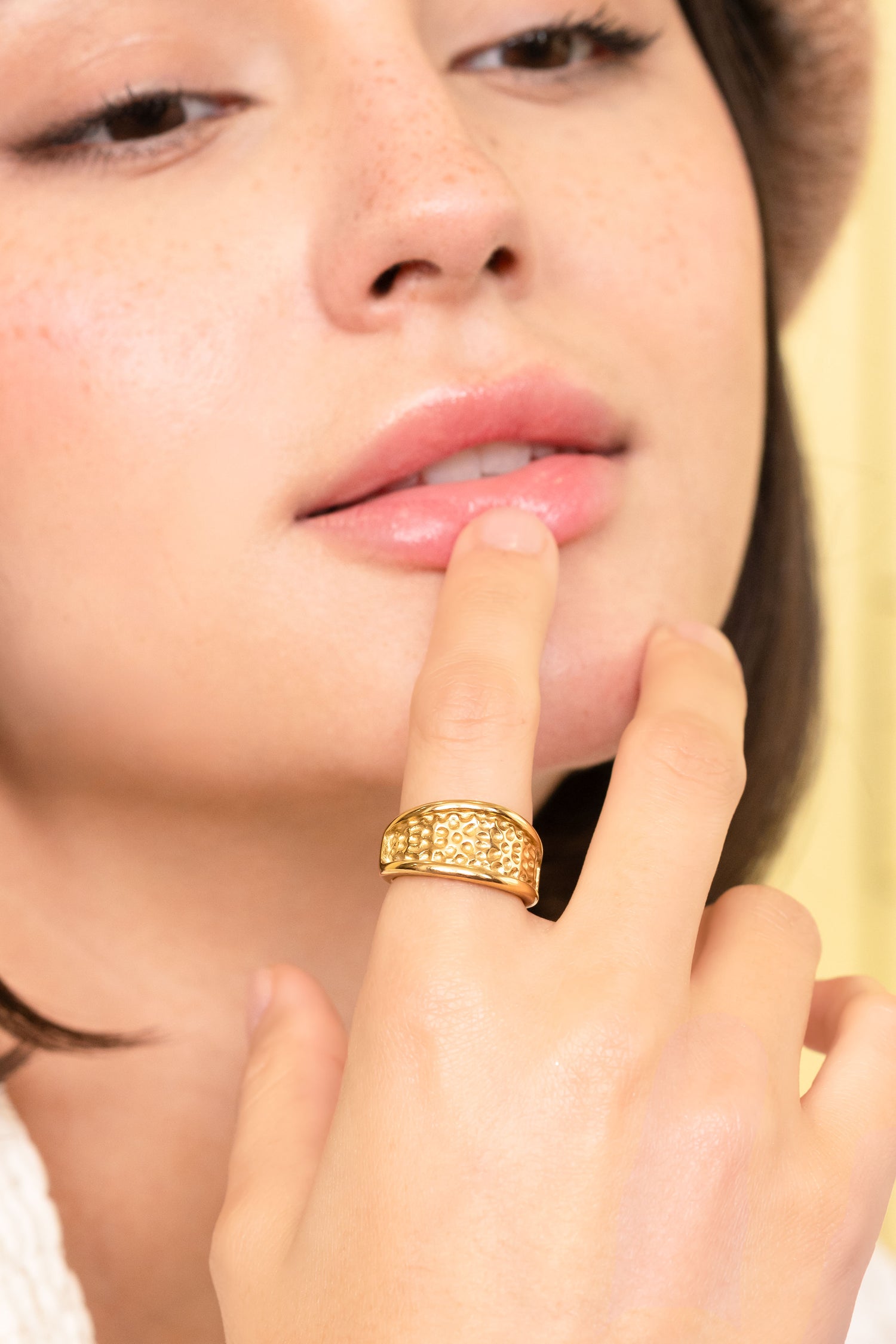 Golden Halo Texture Statement Ring