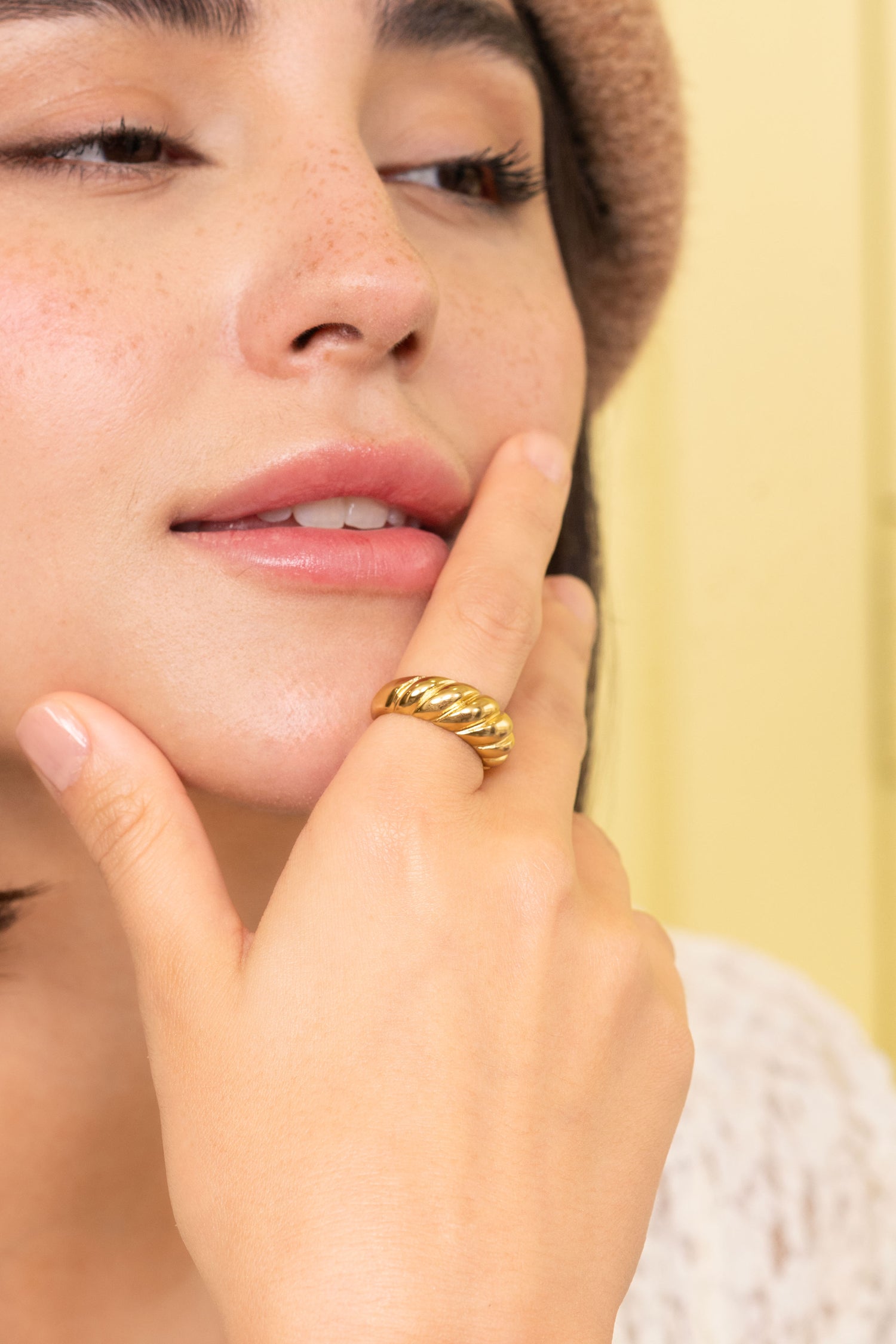 Golden Twist Dome Statement Ring