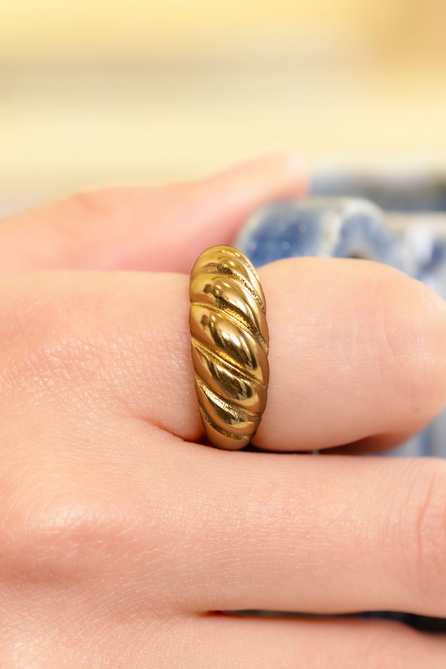Golden Twist Dome Statement Ring