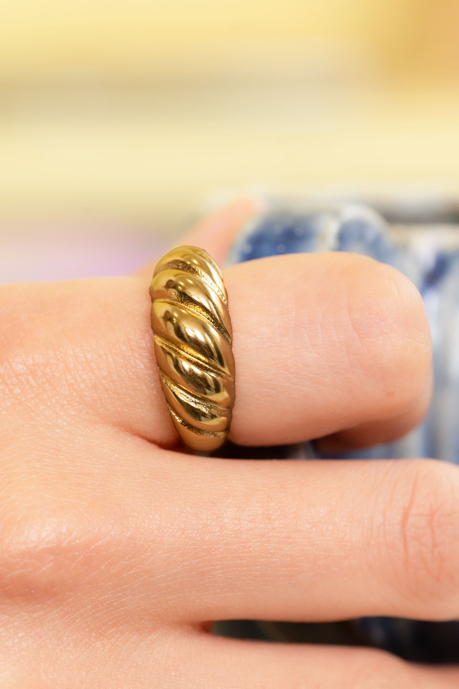 Golden Twist Dome Statement Ring