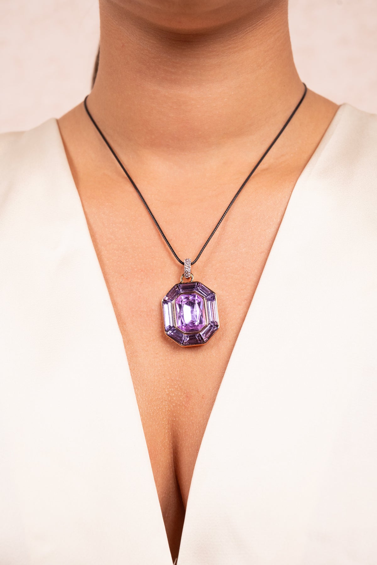 Lavender Prism Statement Pendant Necklace