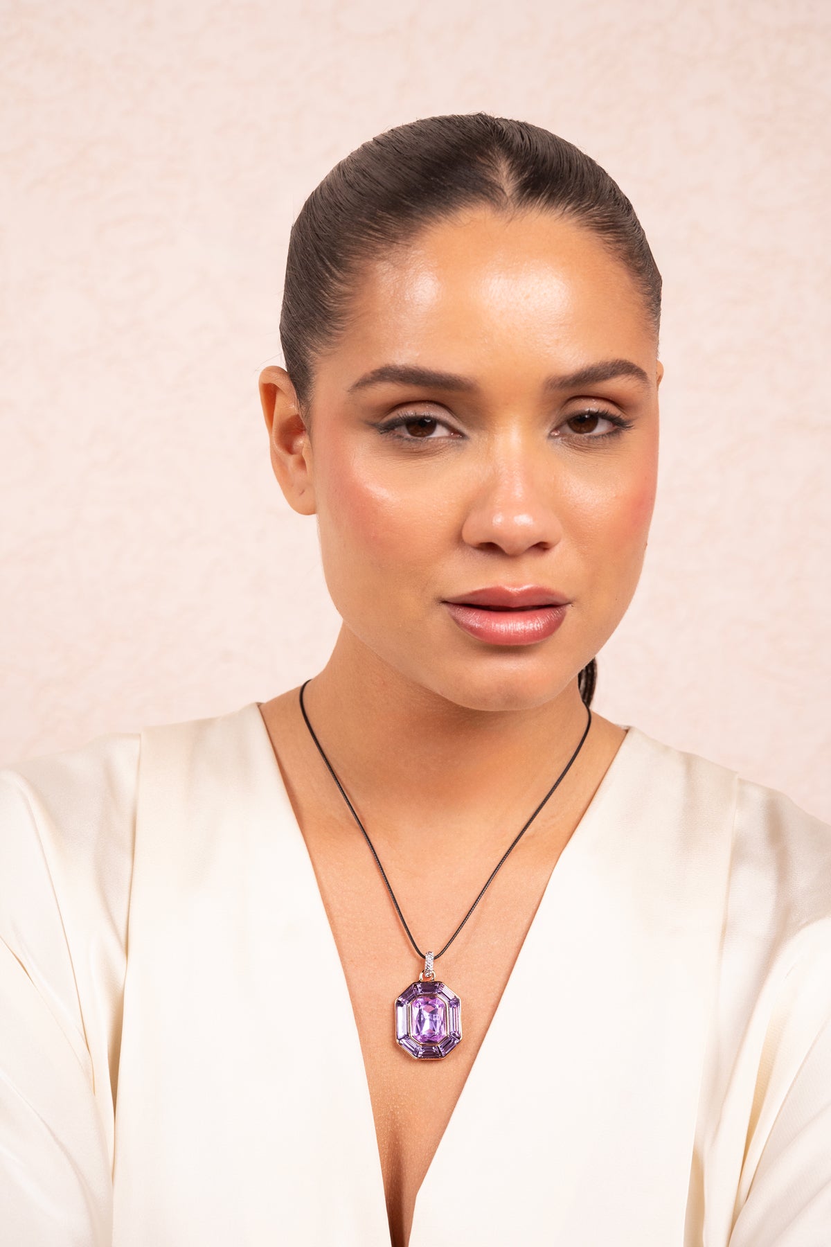 Lavender Prism Statement Pendant Necklace