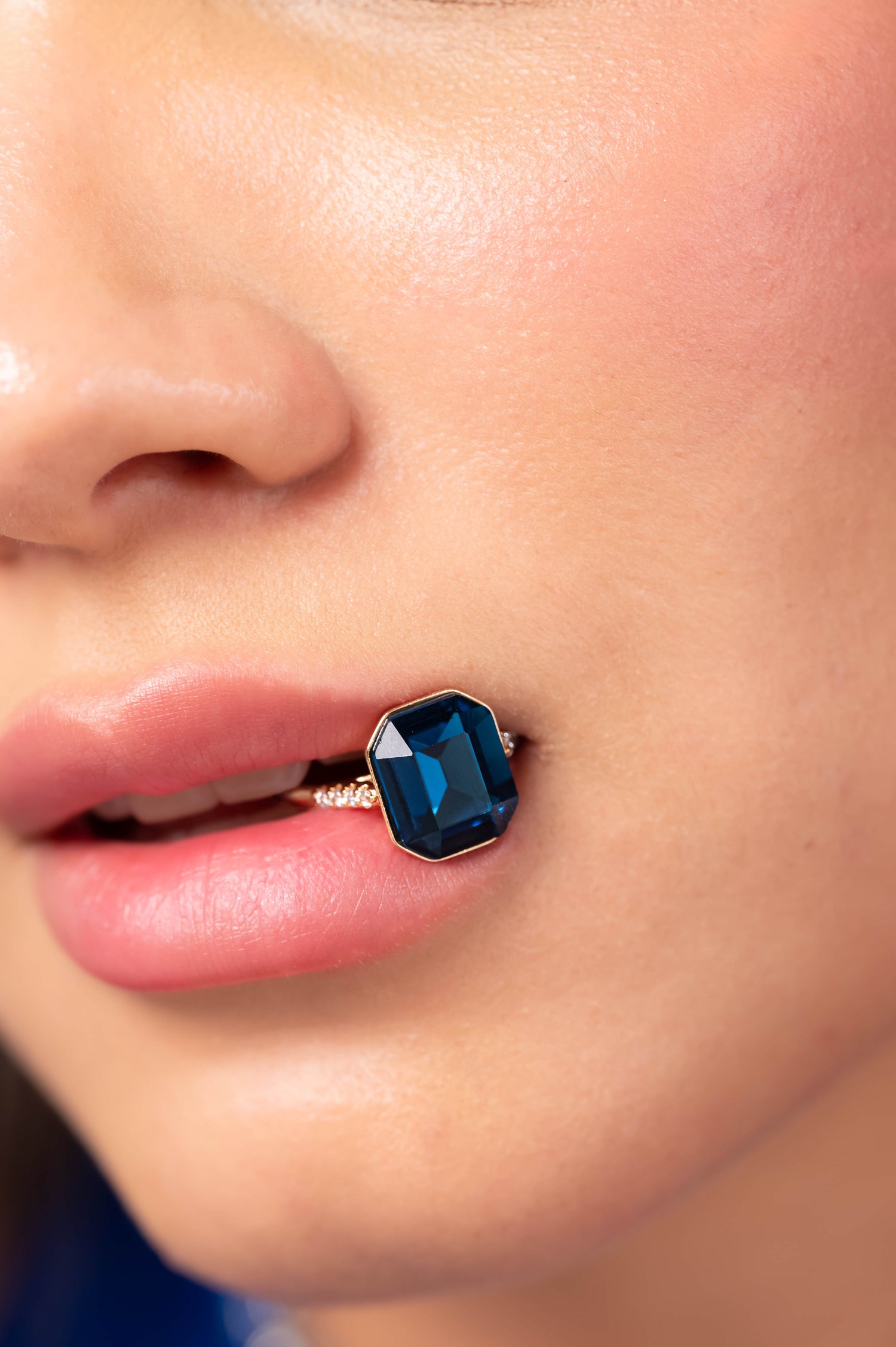 Midnight Blue Emerald-Cut Statement Ring