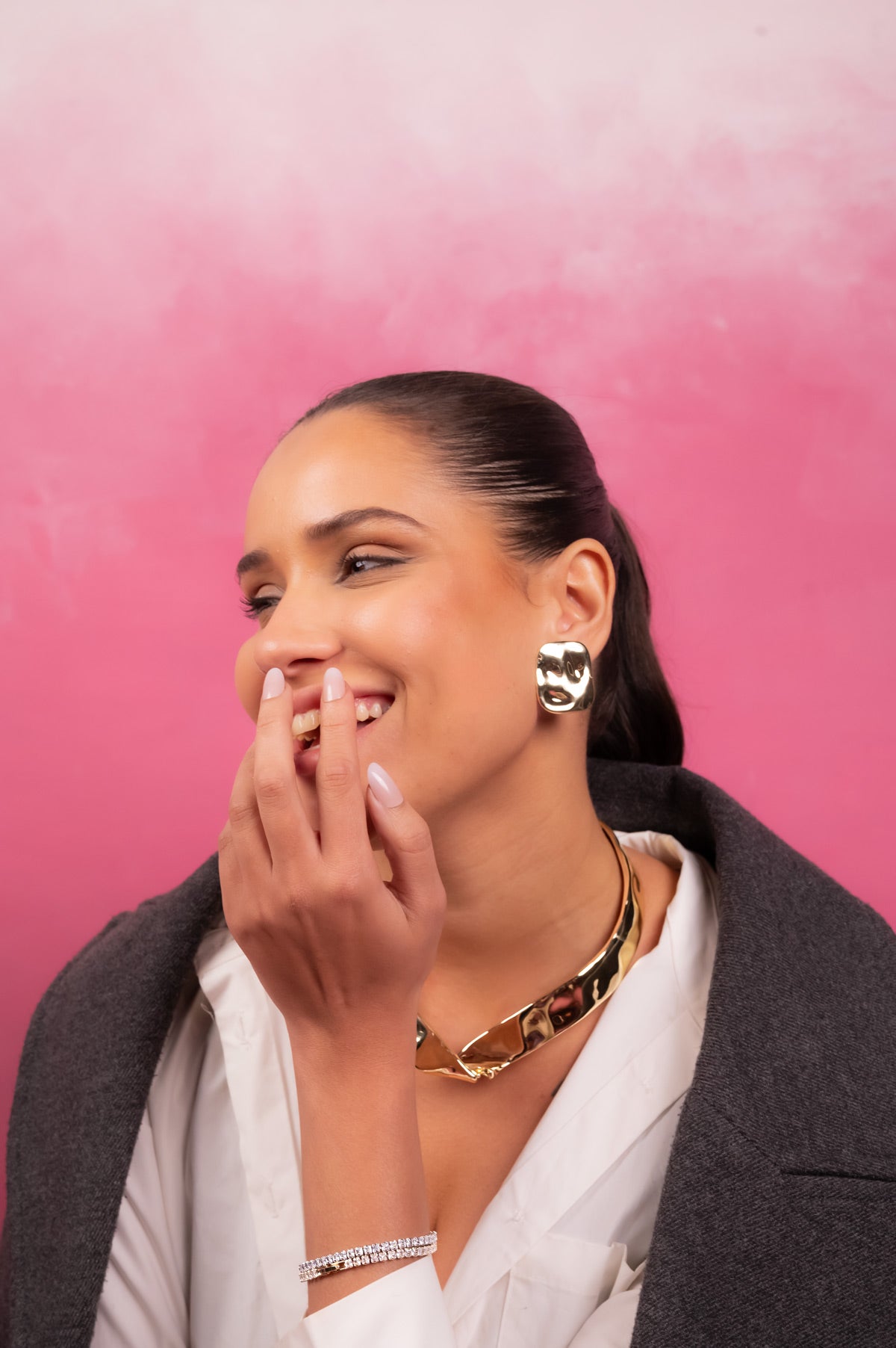 Molten Gold Collar Statement Necklace Set