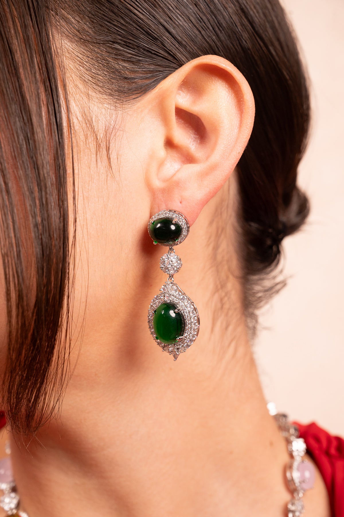 Opulent Emerald Drop Necklace Set