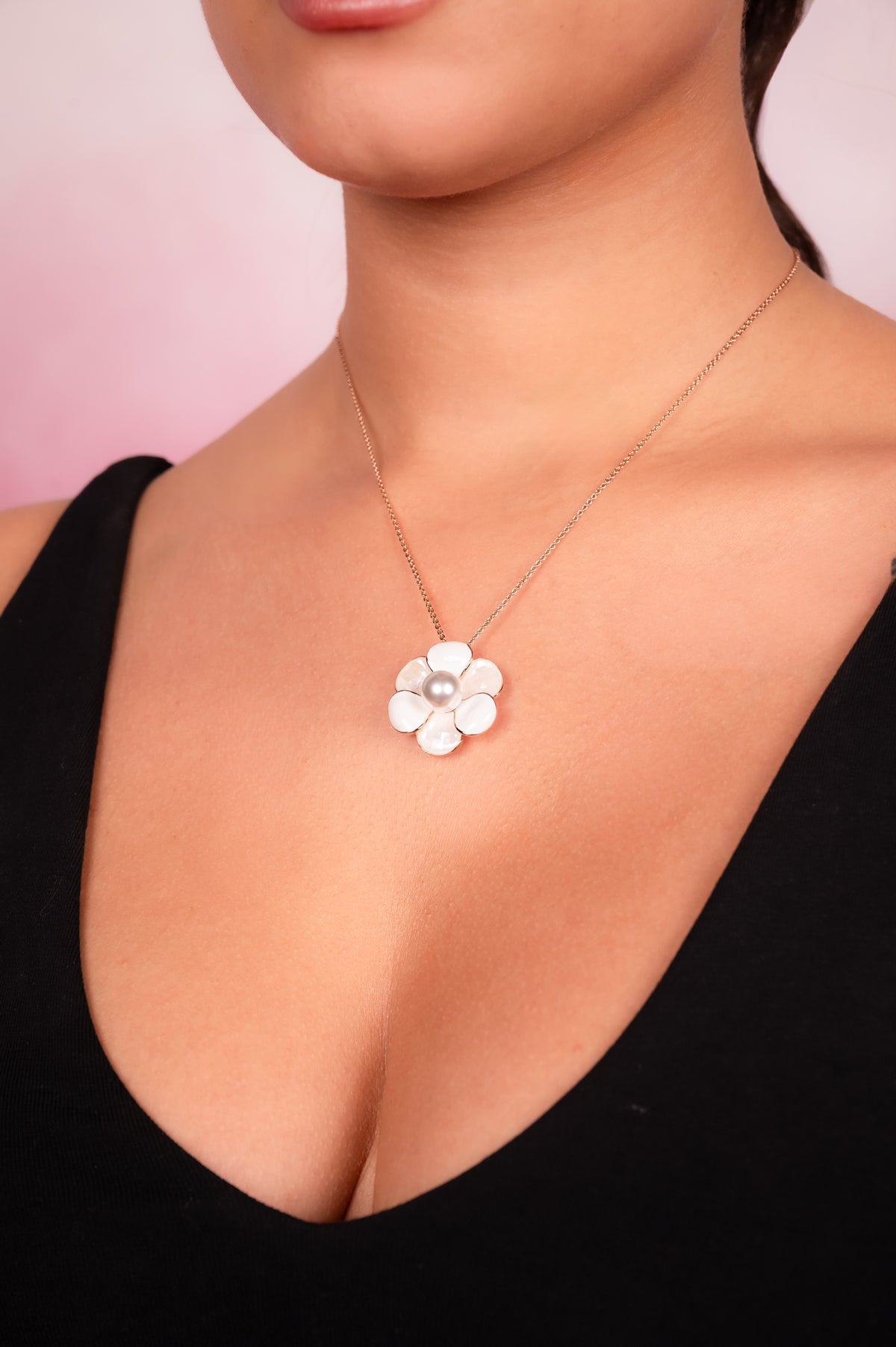 Pearl Blossom Pendant Necklace Set