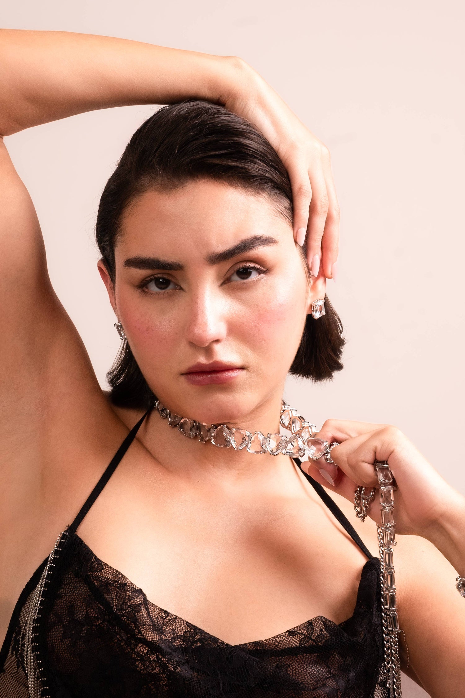 Radiant Crystal Heart Choker Set