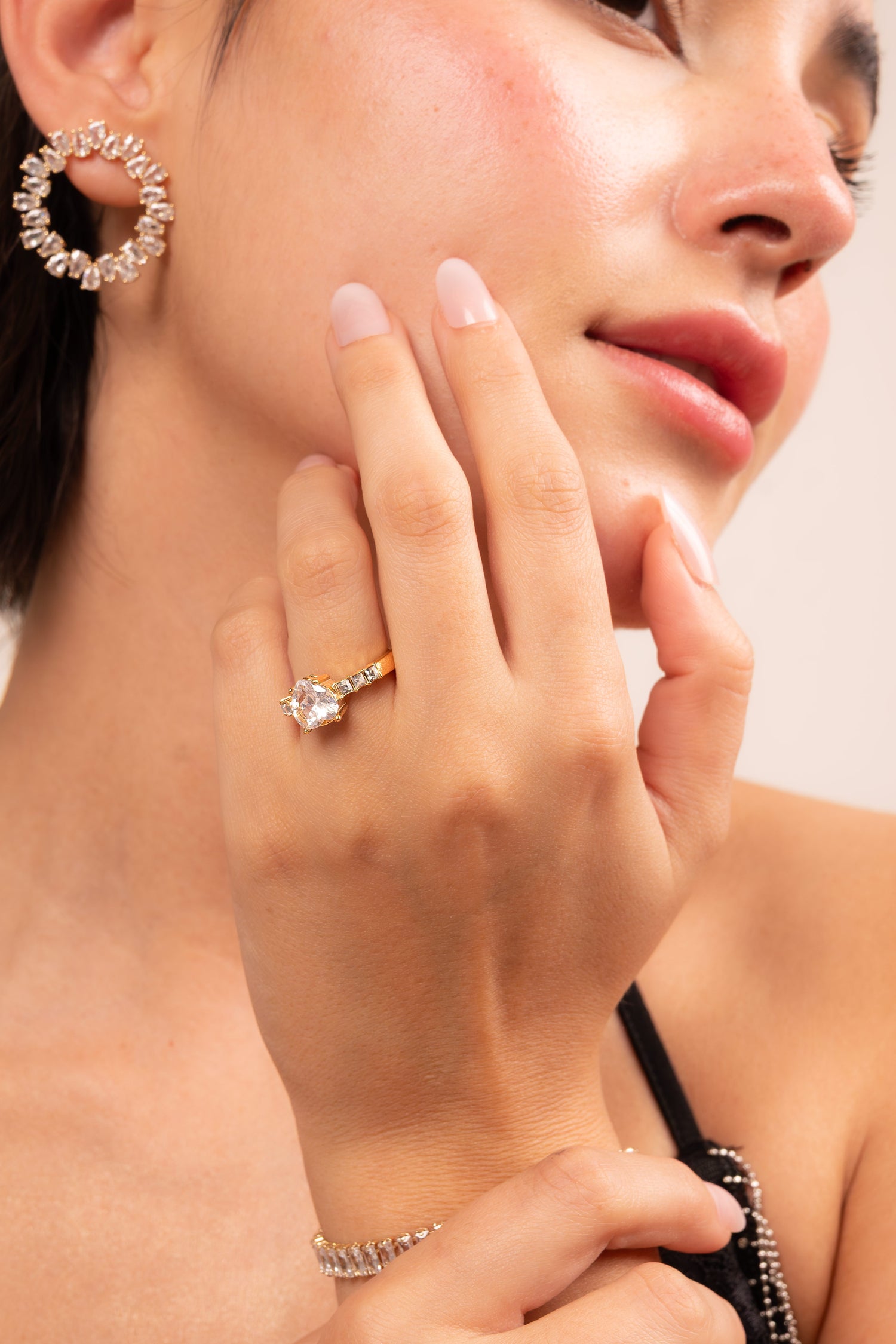 Radiant Solitaire Crystal Statement Ring