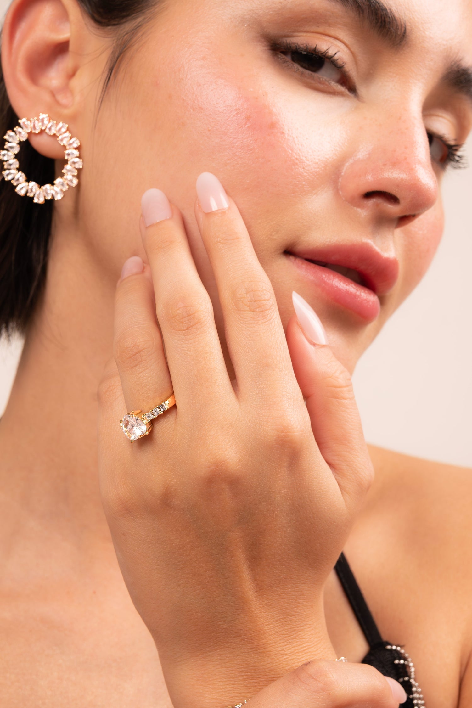 Radiant Solitaire Crystal Statement Ring