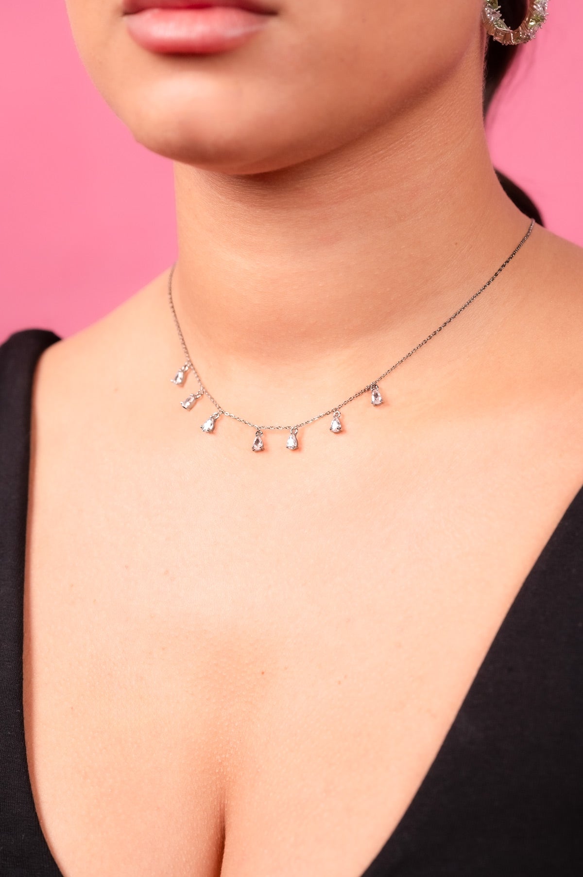 Silver Starlight Drop Necklace