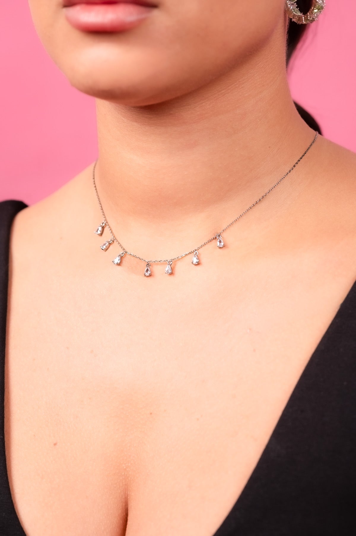 Silver Starlight Drop Necklace