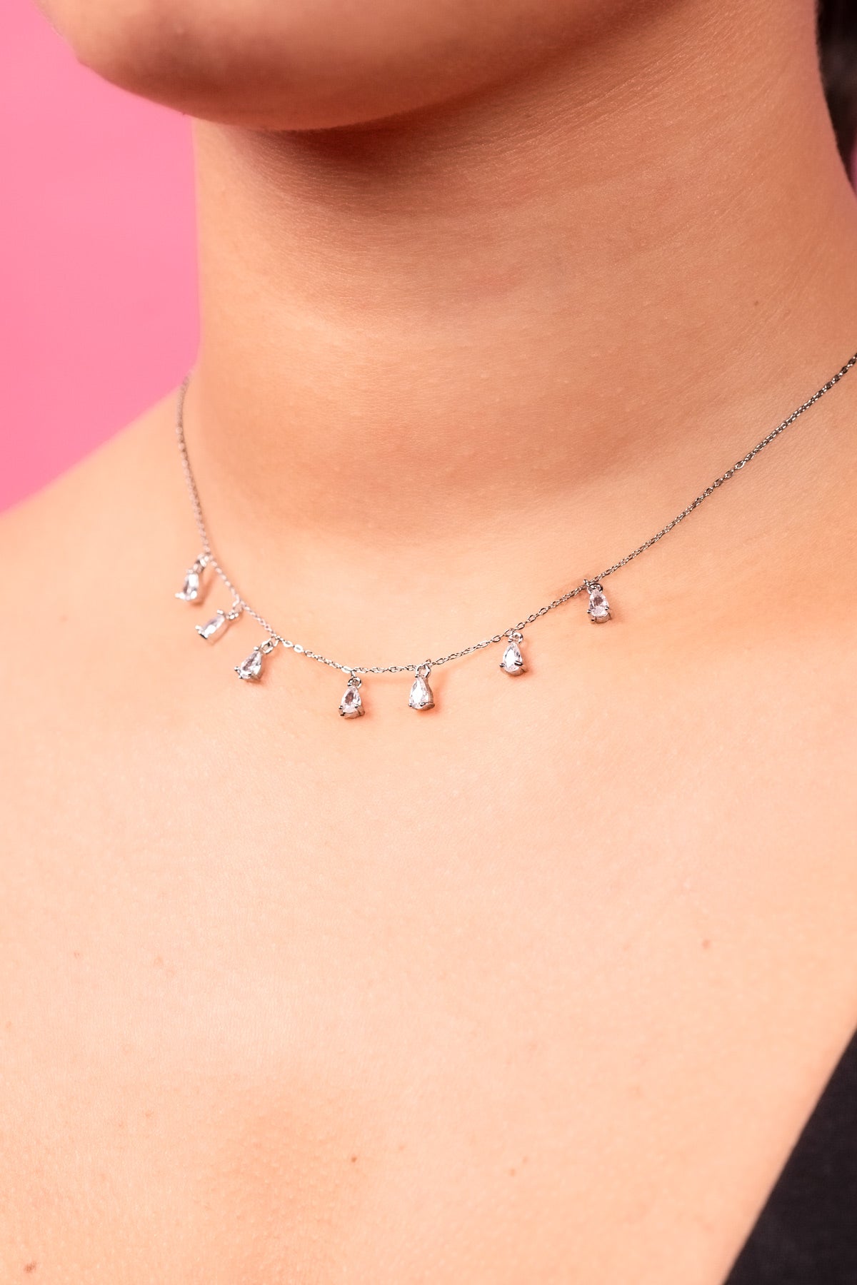 Silver Starlight Drop Necklace