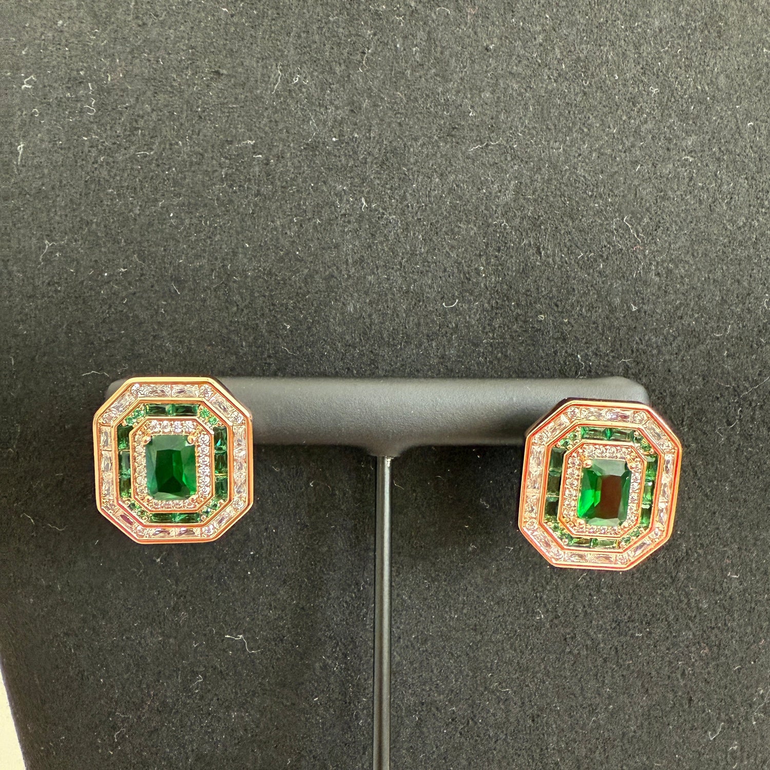 Emerald Radiance Art Deco Studs