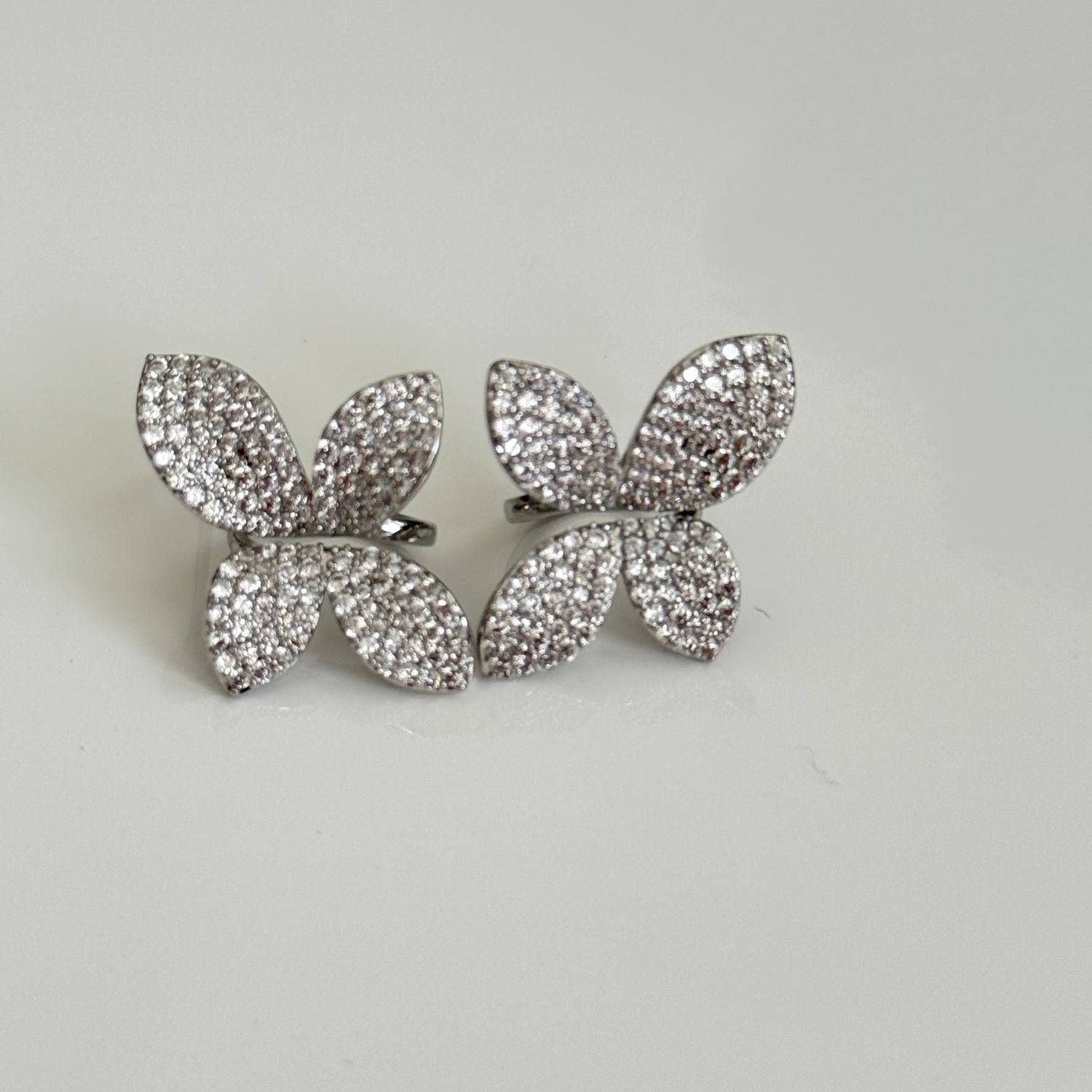 Twilight Flutter Pavé Earrings - Elegant American Diamond Butterfly Earrings for Women