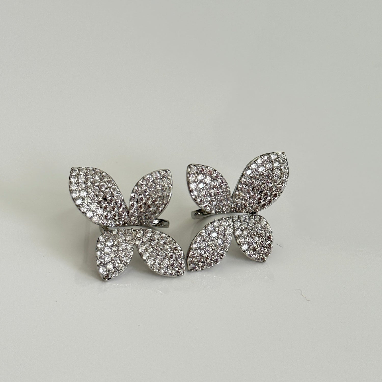 Twilight Flutter Pavé Earrings - Elegant American Diamond Butterfly Earrings for Women