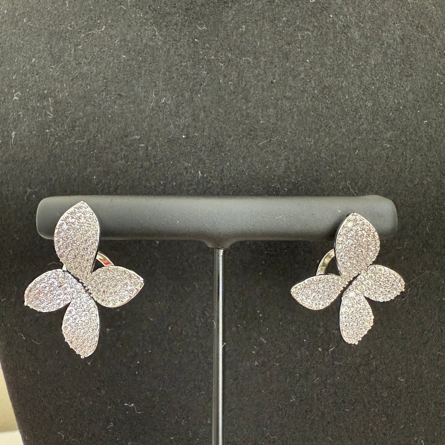 Twilight Flutter Pavé Earrings - Elegant American Diamond Butterfly Earrings for Women