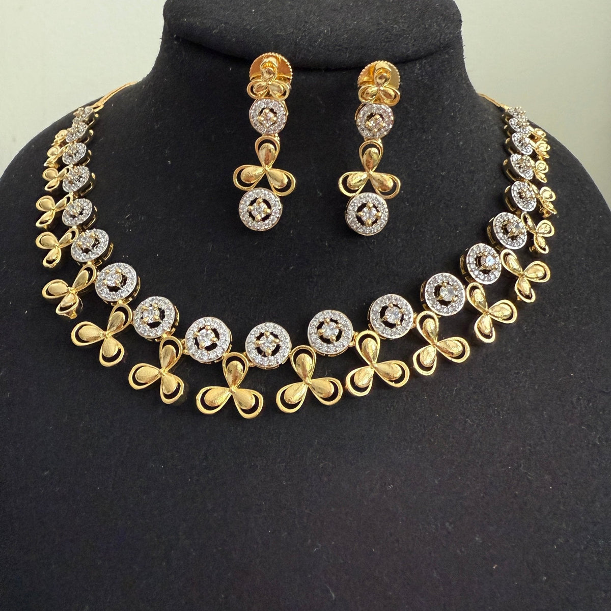 Anaya Gold Plated CZ Necklace Set – Elegant Minimal Bridal Jewelry - Vinni’s Jewelry