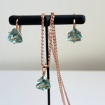 Aqua Bloom Trilliant Pendant & Earring Set – Rose Gold Finish - Vinni’s Jewelry