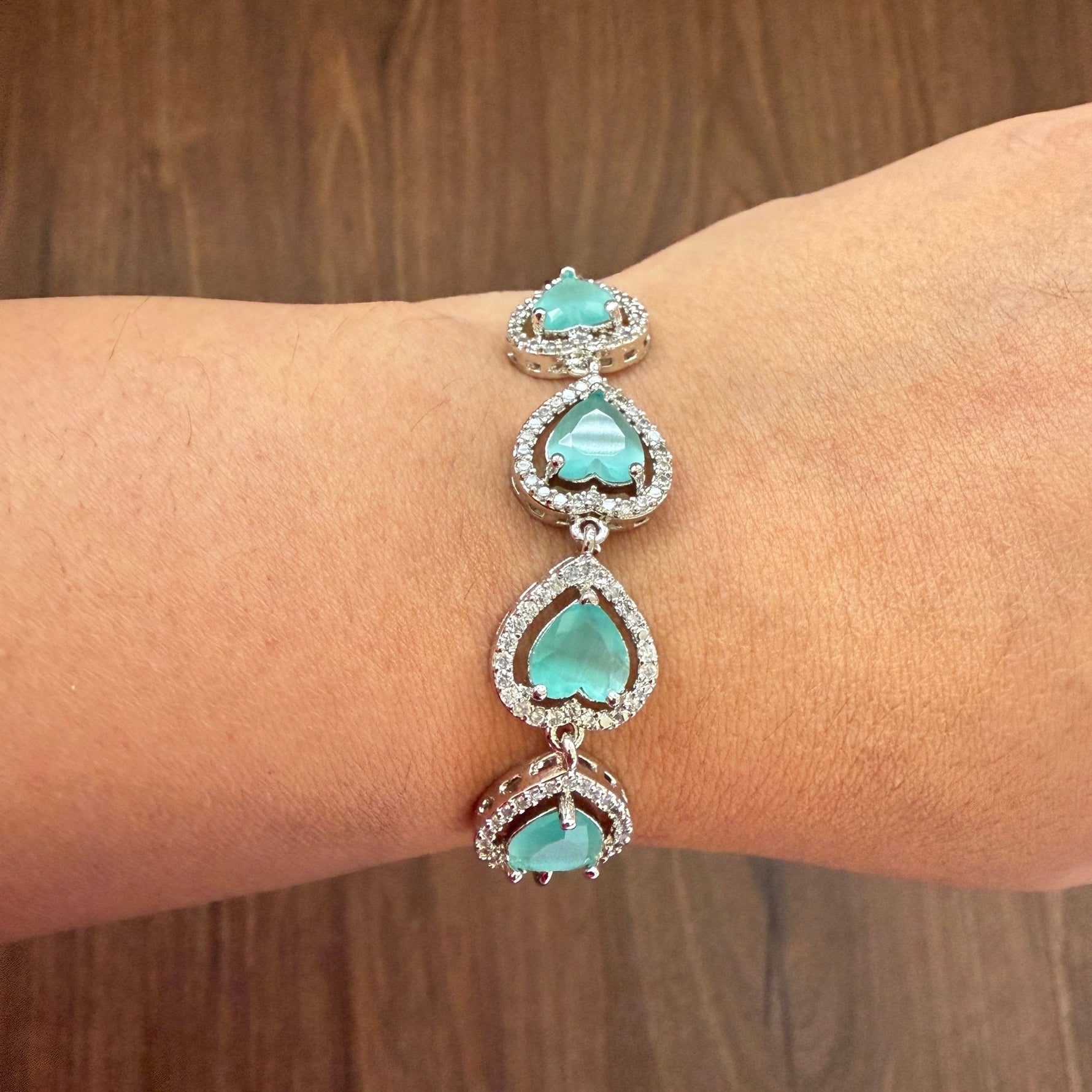 Aqua Teardrop Elegance Bracelet - Vinni’s Jewelry