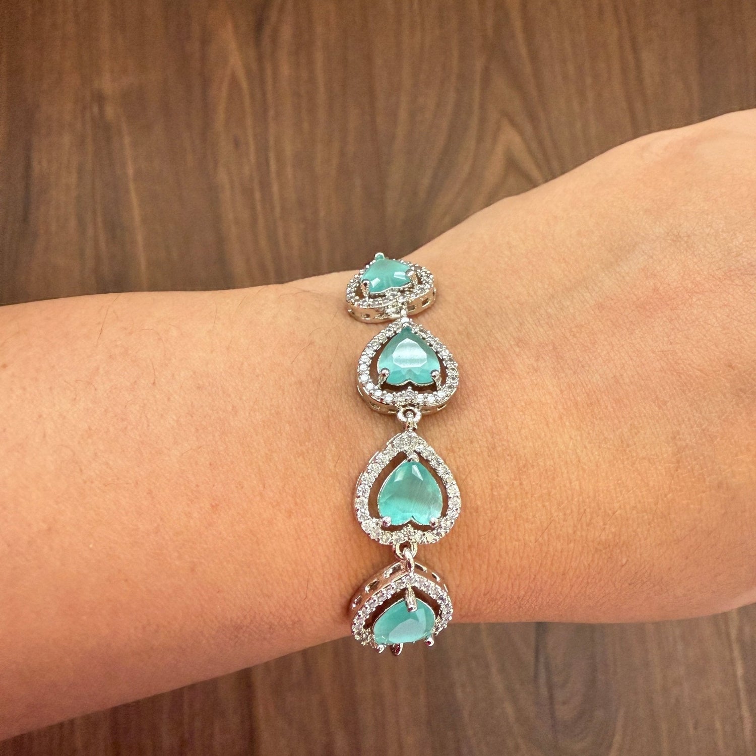 Aqua Teardrop Elegance Bracelet - Vinni’s Jewelry