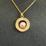 Blush Aura Set – Pink Pearl Halo Pendant & Earrings in Gold Finish - Vinni’s Jewelry