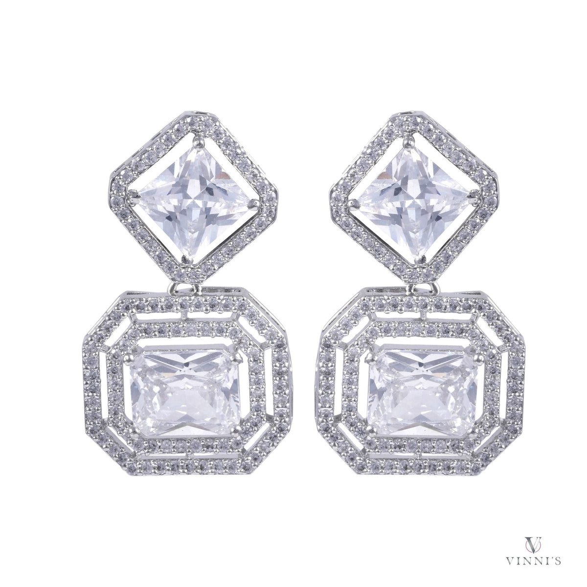 Buy Beautiful Moissanite Designer Ad Jewelry | Crystal Lattice Earrings - Vinni’s Jewelry