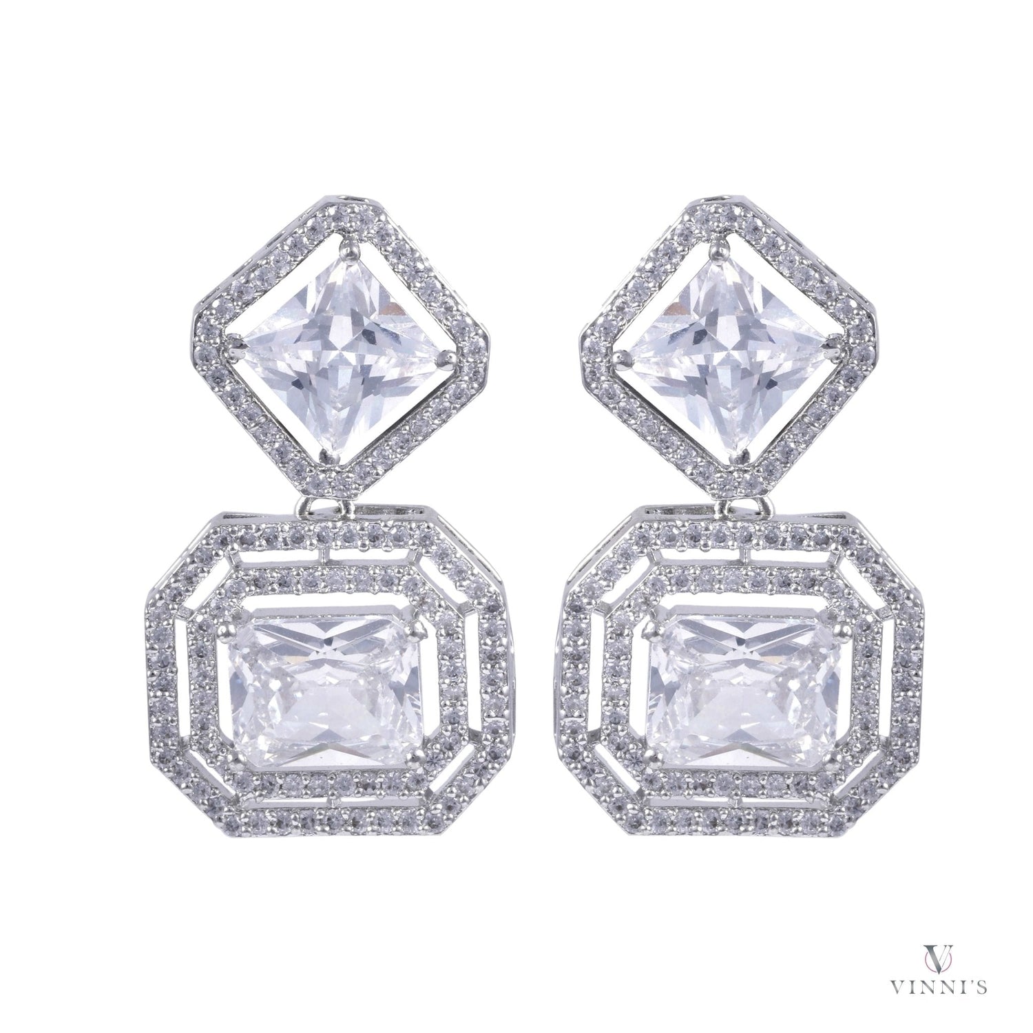 Buy Beautiful Moissanite Designer Ad Jewelry | Crystal Lattice Earrings - Vinni’s Jewelry
