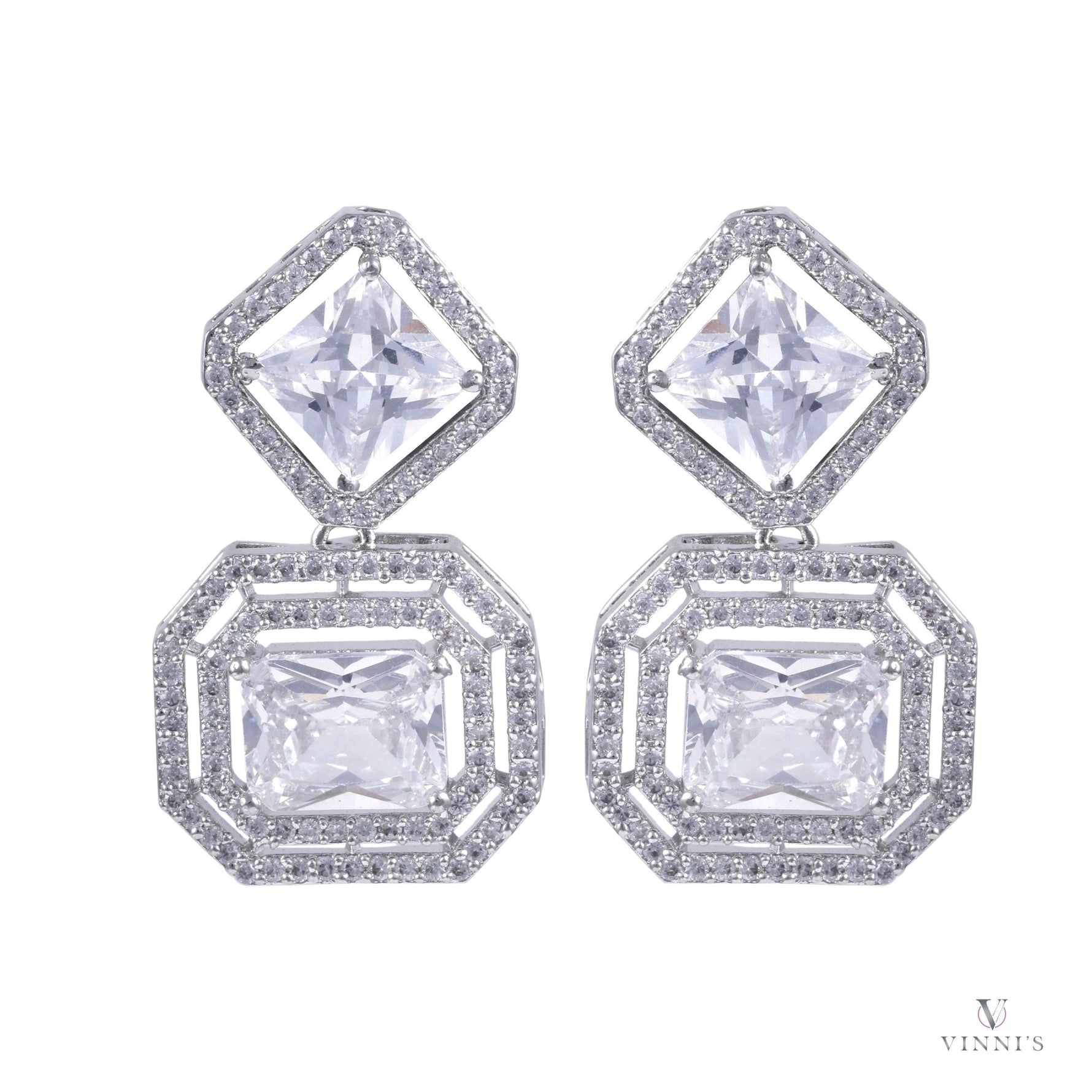Buy Beautiful Moissanite Designer Ad Jewelry | Crystal Lattice Earrings - Vinni’s Jewelry