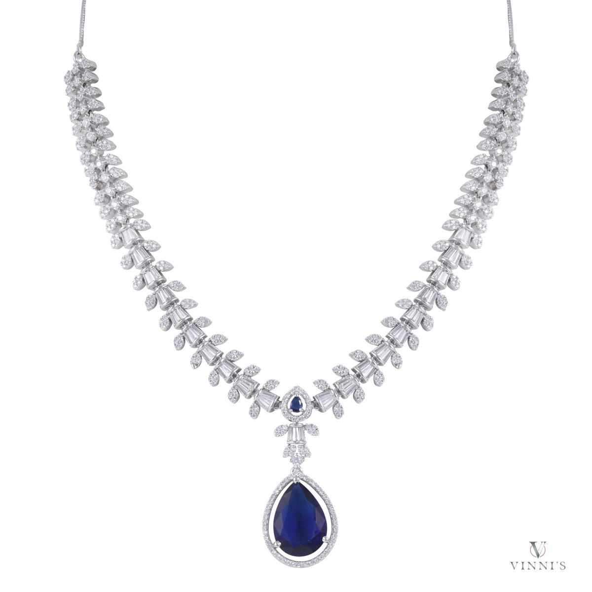 Buy Bridal Ad Jewelry Necklace | Sapphire Solitude - Vinni’s Jewelry
