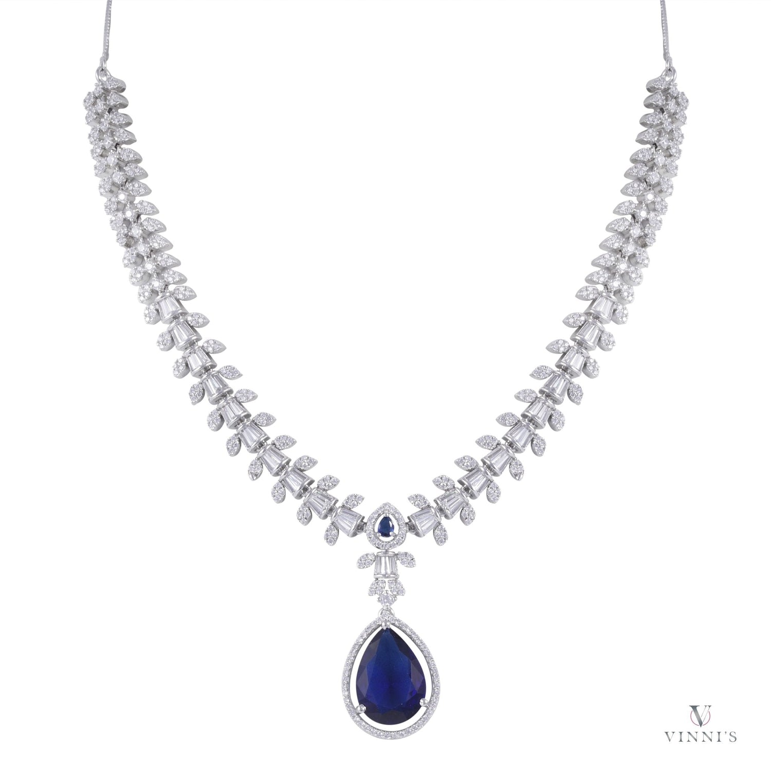 Buy Bridal Ad Jewelry Necklace | Sapphire Solitude - Vinni’s Jewelry