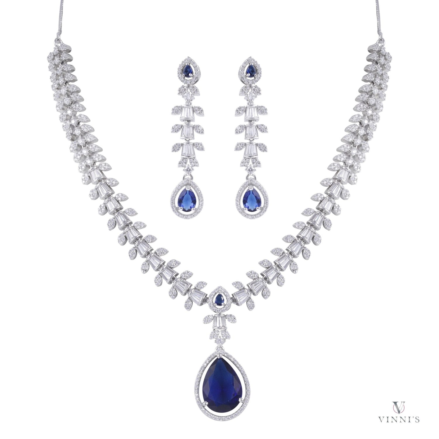 Buy Bridal Ad Jewelry Necklace | Sapphire Solitude - Vinni’s Jewelry