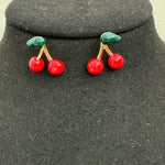 Cherry Pop Enamel Stud Earrings – Quirky Red & Gold Statement Jewelry - Vinni’s Jewelry