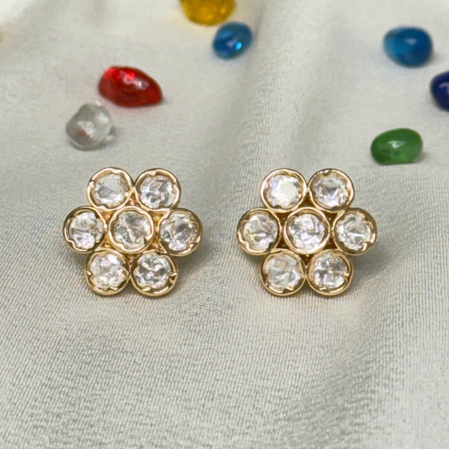 Ruby Blossom Stud Earrings