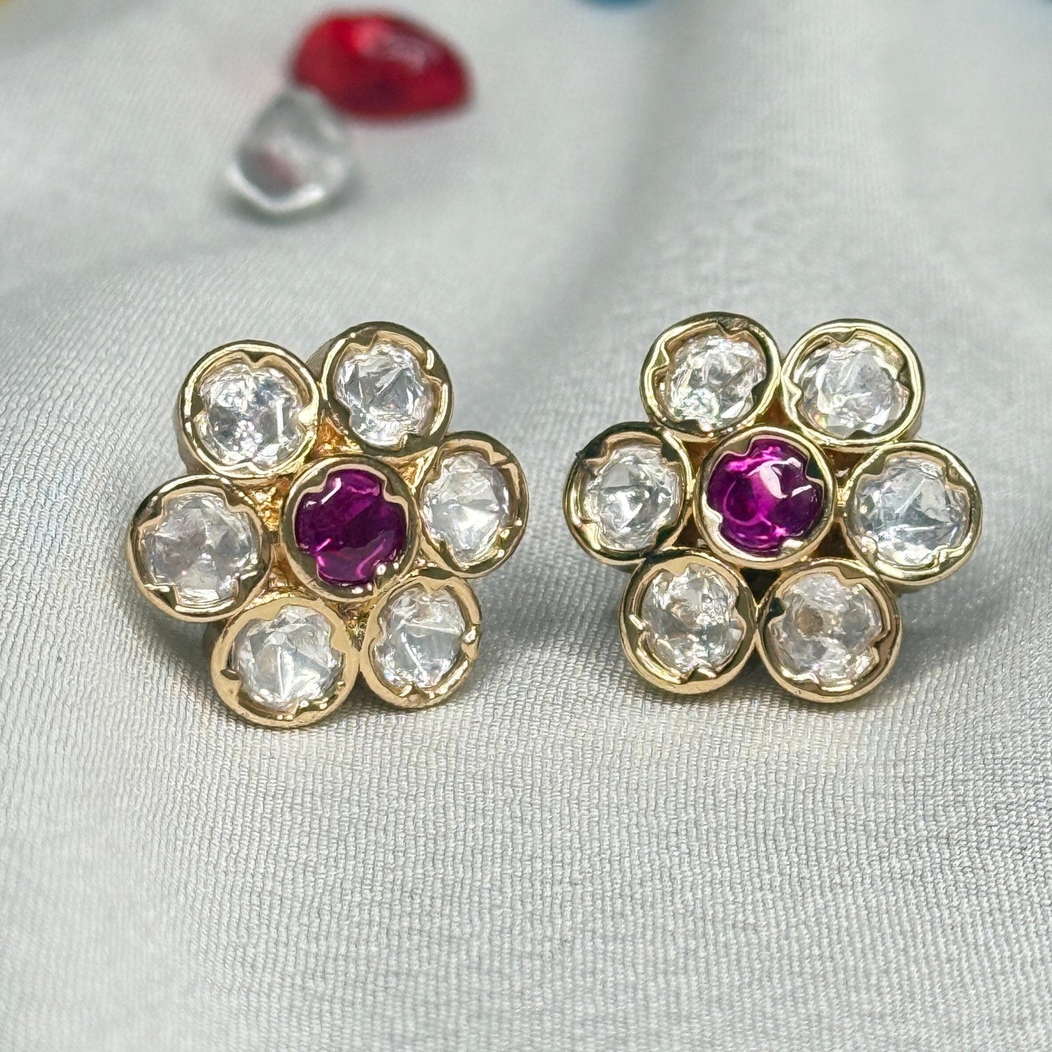 Emerald Blossom Stud Earrings