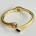 Dual - Tone Crystal Cuff Bracelet – Matte Gold with Amethyst & Peach Stones - Vinni’s Jewelry