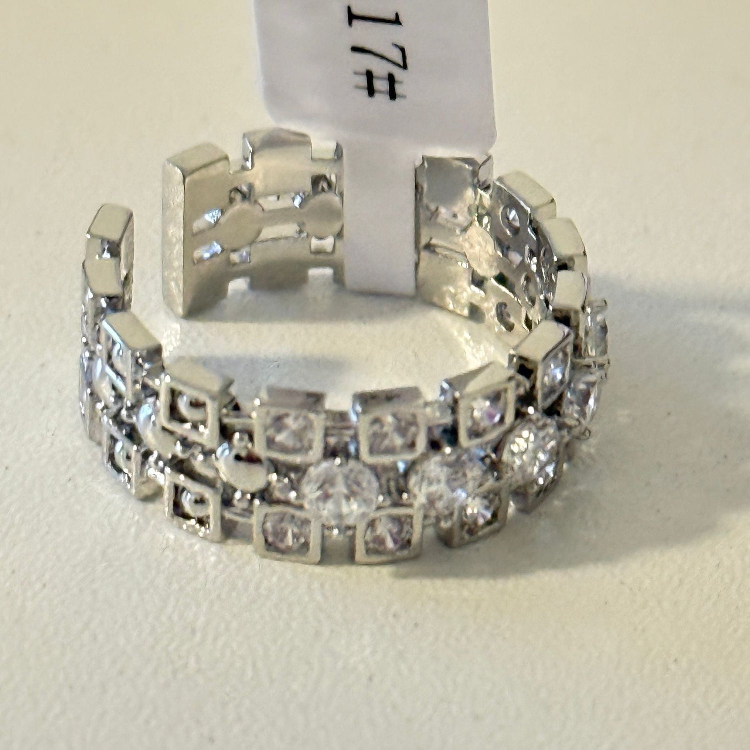Elegant Gold Stacked Band Ring – Geometric Crystal Ring for Women